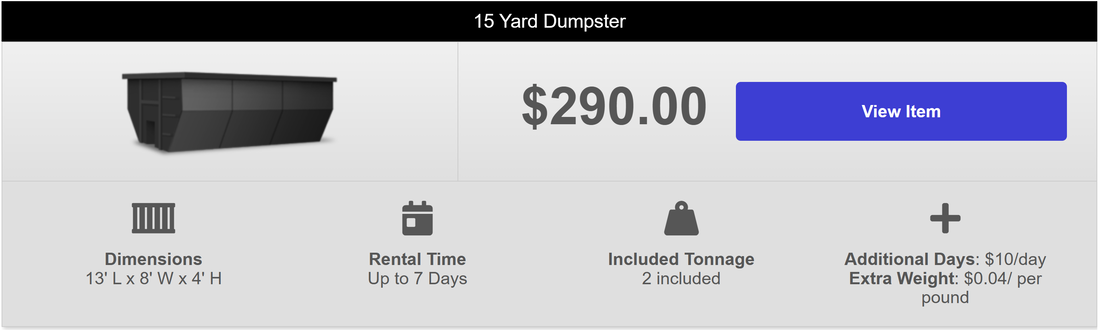 Book your 15-yard dumpster rental